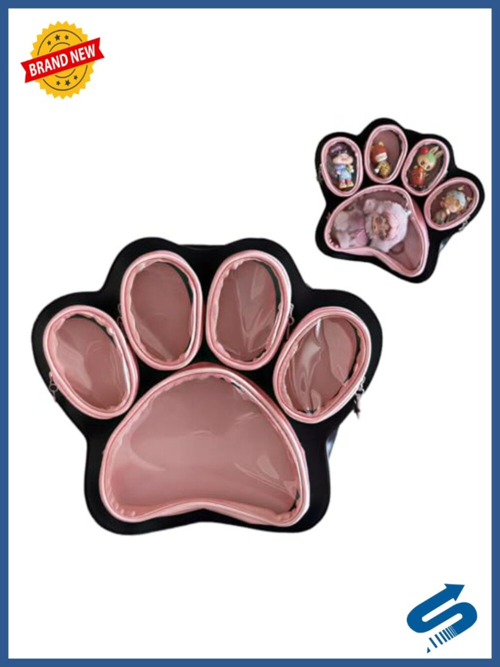 Cat Paw Ita Bag Backpack Pin Doll Display Purse for Cat Lover Gift